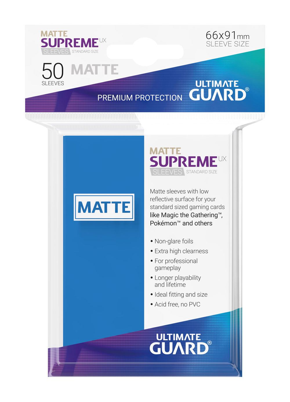 50 Sleeves - Supreme UX Standard Size BLEU ROYALE MATTE - Ultimate Guard